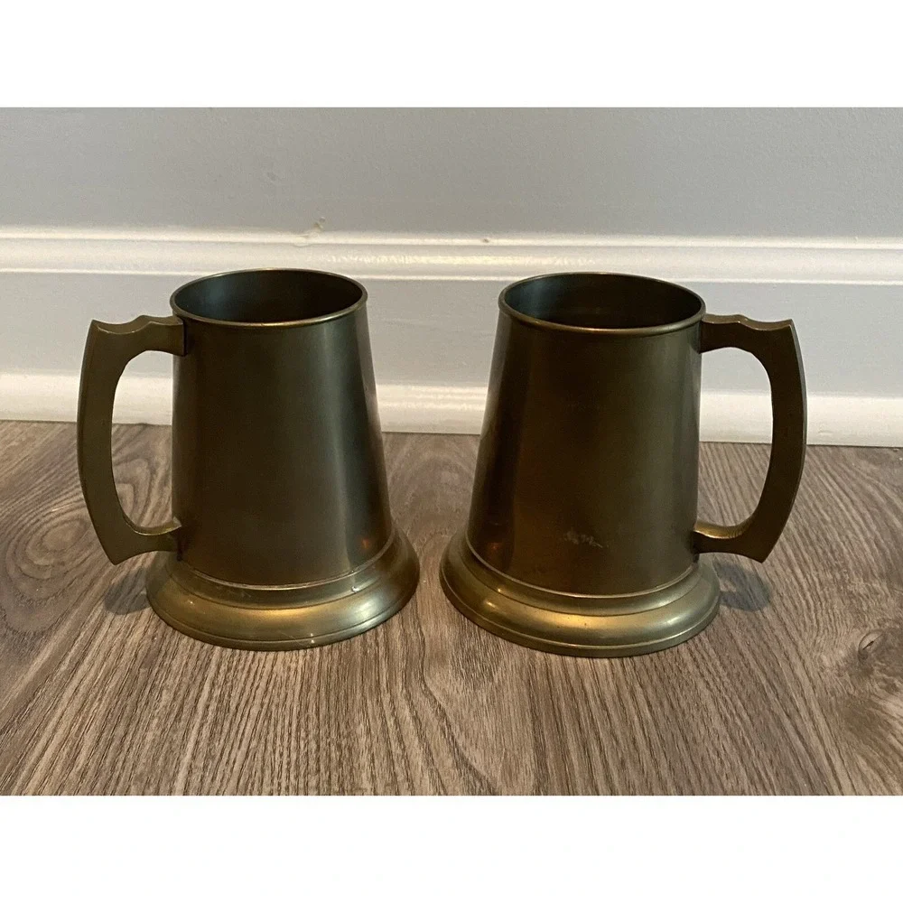 Vintage Brass Mug Stein Cup Set of 2 Made in Pakistan
